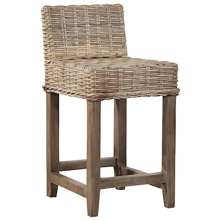 Baxter Counter Stool with Woven Kubu